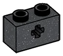Connector Brick 1 x 2 with cruciform axle hole in Metal, Iron (Metallic)