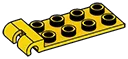 Tile Modified 2 x 4 inverse with raised horizontal clip at end in Yellow, Lemon