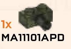 Brick 1 x 2 two-thirds-height with axle in Green, Jungle (Camo)
