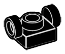 Bracket Plate 1 x 1 with opposing side studs, ascending in Black