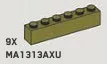 Brick, 1 x 6 in Green, Olive Drab (Infinite Green) (Metallic)