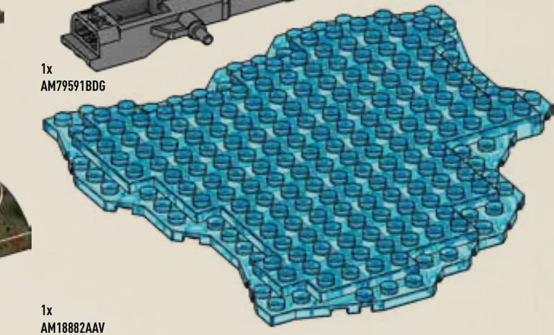 Baseplate 17 x 18 irregular, two-tiered in Blue, Medium (Translucent)