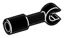 Connector: pipe, small 1 stud long with extended clip in Black