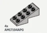 Slope 25 2 x 1.67 x 4 with studs on slope in Gray, Steel