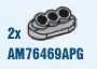 Engine component: exhaust pipes, triple on 1 x 2 rounded tile in Gray, Steel
