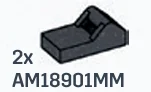 Tile 1 x 2 w/ Raised Horizontal Clip in Gray, Dark (Metallic)