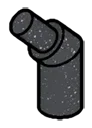 Connector: pipe, bent with pin in Metal, Iron (Metallic)