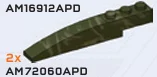 Slope Brick 1 x 1 x 8 with transverse half-curve in Green, Jungle (Camo)