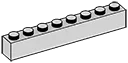 Brick 1 x 8 in Gray, Dull