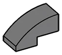 Slope 1 x 1 x 2 Curved in Gray, Dark (Flake)