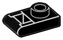 Plate 1 x 1 with horizontal handle in Black