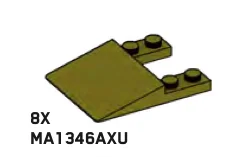 Slope 4 x 1 x 5 with center cut out in Green, Olive Drab (Infinite Green) (Metallic)