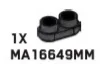 Plate 1 x 2 Connector: female:female, type 01 in Gray, Dark (Metallic)