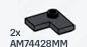 Plate 2 x 2 corner with one stud, center in Gray, Dark (Metallic)