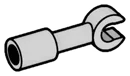 Connector: pipe, small 1 stud long with extended clip in Gray, Dull