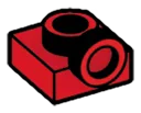 Bracket 1 x 1 with one stud on side, ascending in Red, Flame