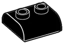 Slope Brick 2 x 2 two-thirds-height, round top & two studs in Black