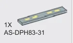 Tile 1 x 6 w/ four Printed Yellow Dashes in Gray, Dull