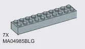 Brick 2 x 10 in Gray, Dull
