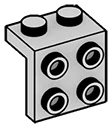 Bracket 1 x 2 - 2 x 2 with studs in Gray, Dull