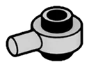 Plate 1 x 1 round connector: male:male with peg on side in Gray, Dull