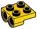 Tech: plate 2 x 2 with axle holes adjacent, new in Yellow, Lemon