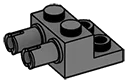 Tech: plate 2 x 2 with axle pins adjacent in Gray, Dark (Flake)