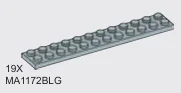 Plate 2 x 12 in Gray, Dull