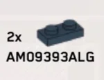 Plate 1 x 2 Connector: male:male in Gray, Dark Smoke