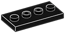 Plate Modified 2 x 4 with 4 studs in Grey, Charcoal
