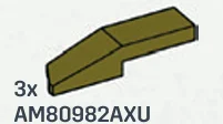 Slope tile 1 x 4 with tapered leading edge, right in Green, Light Olive Drab (Metallic)