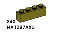 Brick 1 x 4 in Green, Olive Drab (Infinite Green) (Metallic)