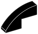 Slope Brick 1 x 2 x 4 with half-curved top in Black