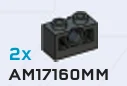 Connector Brick 1 x 2 with hole and open frame in Gray, Dark (Metallic)