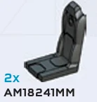 Fixture, chair: car seat, contoured headrest, hole in back in Gray, Dark (Metallic)