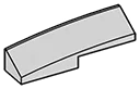 Brick 1 x 1 x 4 with curved top and lateral slope, left in Gray, Dull