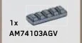 Tile 1 x 3 with five vertical trapezoidal projections in Gray, Light (Metallic)