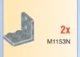 Bracket 2 x 2 - 2 x 2 with holes in Silver, Dull