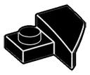 Plate 1 x 1 with overhanging sloped panel, left in Black