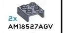 Brick Modified 2 x 2 two-thirds height with ventral handle in Gray, Light (Metallic)