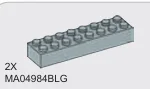 Brick 2 x 8 in Gray, Dull