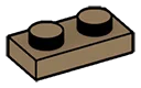 Plate 1 x 2 in Brown, Teak