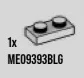 Plate 1 x 2 in Gray, Dull