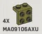 Bracket 1 x 2 - 2 x 2 with studs in Green, Olive Drab (Infinite Green) (Metallic)