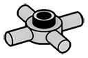 Plate 1 x 1 round with 4 horizontal pegs in Gray, Dull