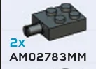 Brick Modified 2 x 2 two-thirds-height with axle in Gray, Dark (Metallic)
