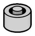 Brick 1 x 1, 2 plates tall with bar connector in Gray, Dull