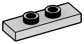 Plate Modified 1 x 3 with two studs in Gray, Dull