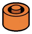 Brick 1 x 1, 2 plates tall with bar connector in Orange, Bright