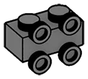 Brick Modified 1 x 2 two-thirds height, with 4 studs on side in Gray, Dark (Flake)